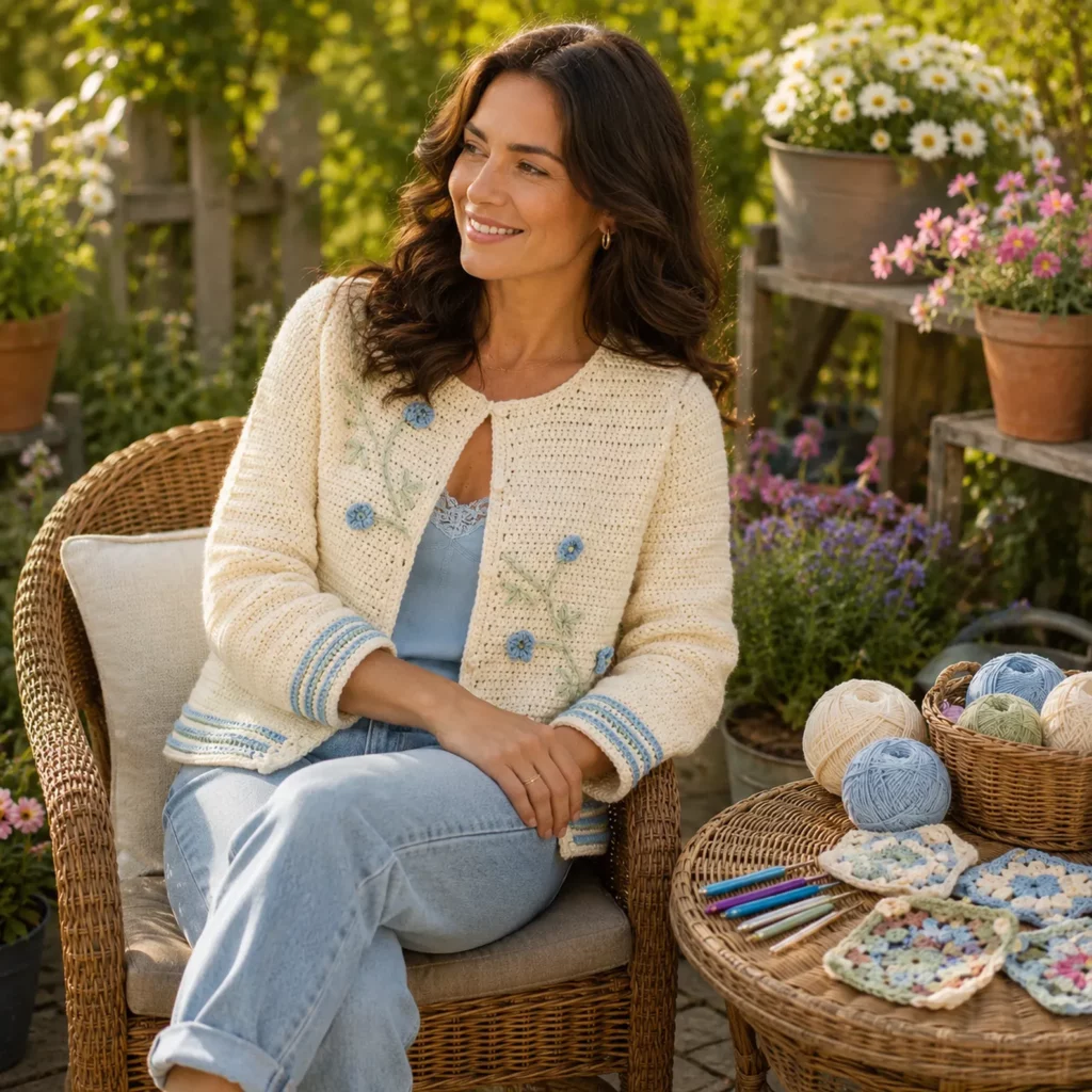 Beautiful Floral Crochet Cardigan Pattern – An Elegant Handmade Layer for Every Season (photo 2)