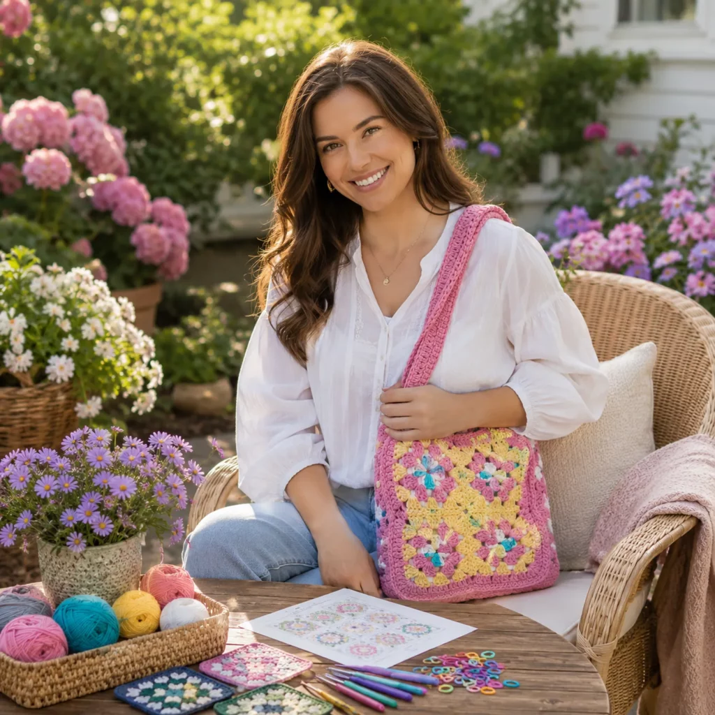 Charming Granny Square Crochet Tote Bag Pattern – A Colorful DIY Crochet Project for Everyday Style (photo 2)
