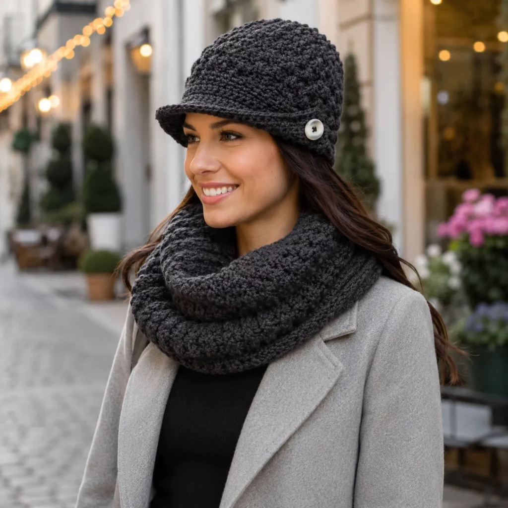 Chic Textured Crochet Newsboy Hat Pattern – A Stylish Brimmed Beanie for Everyday Wear (photo 3)