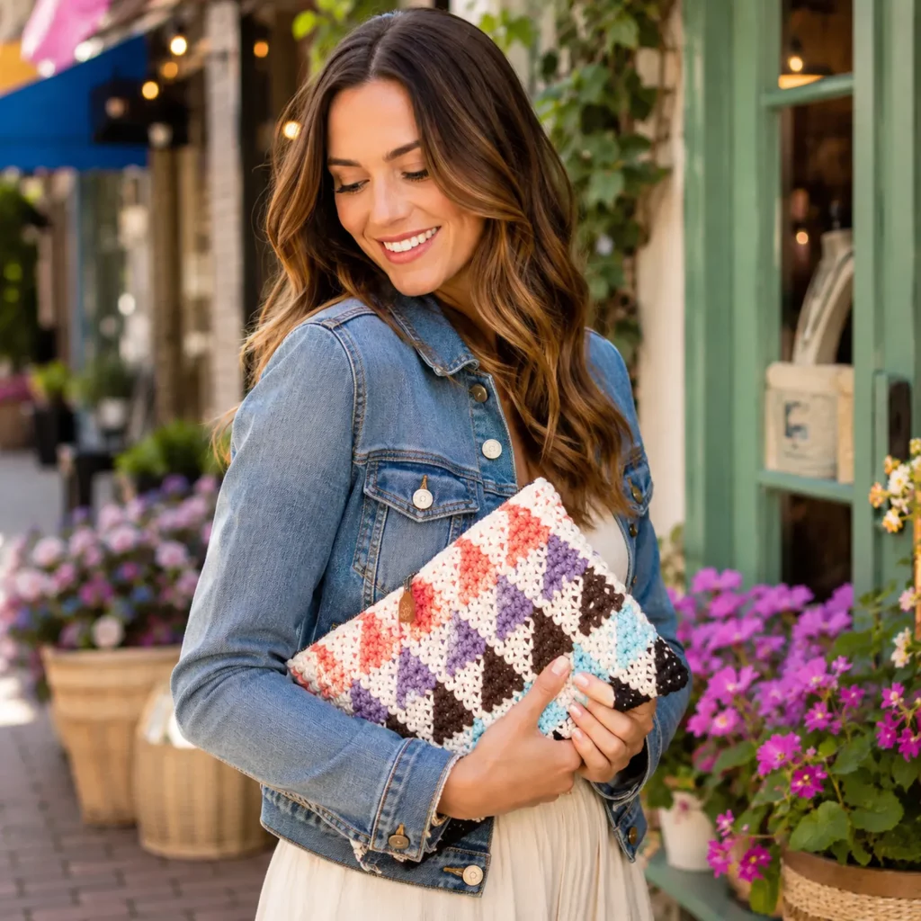 Colorful Chevron Crochet Cosmetic Pouch Pattern – A Stylish Zippered Accessory for Everyday Organization (photo 3)