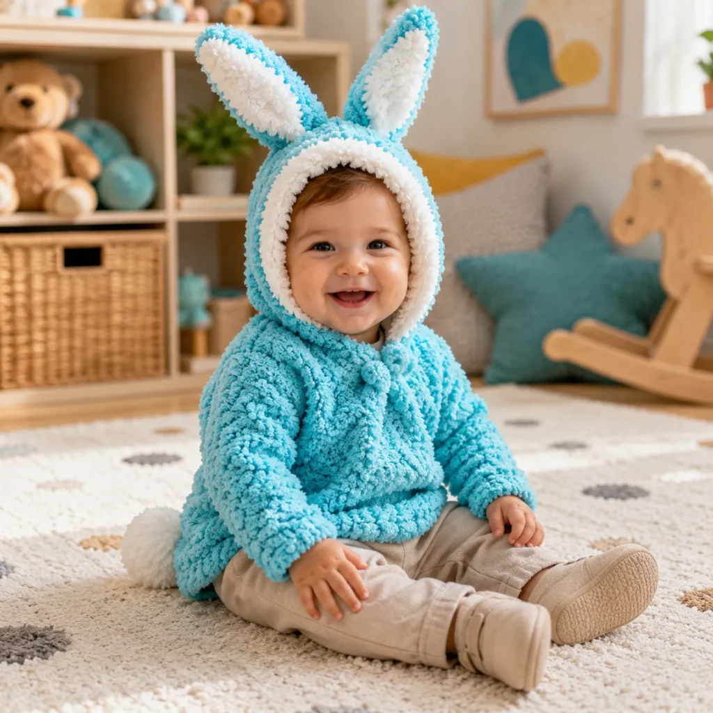 Cozy Bunny Hooded Sweater Crochet Pattern – A Soft and Adorable DIY Project for Babies and Toddlers (photo 1)