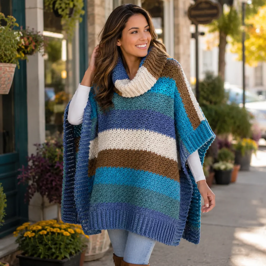 Cozy Color Block Crochet Poncho Pattern – A Stylish and Comfortable Layer for Every Season (photo 3)