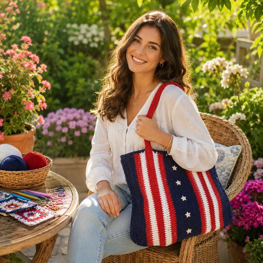 Patriotic Crochet Tote Bag Pattern – A Stylish and Spacious DIY Bag for Summer Adventures (photo 2)