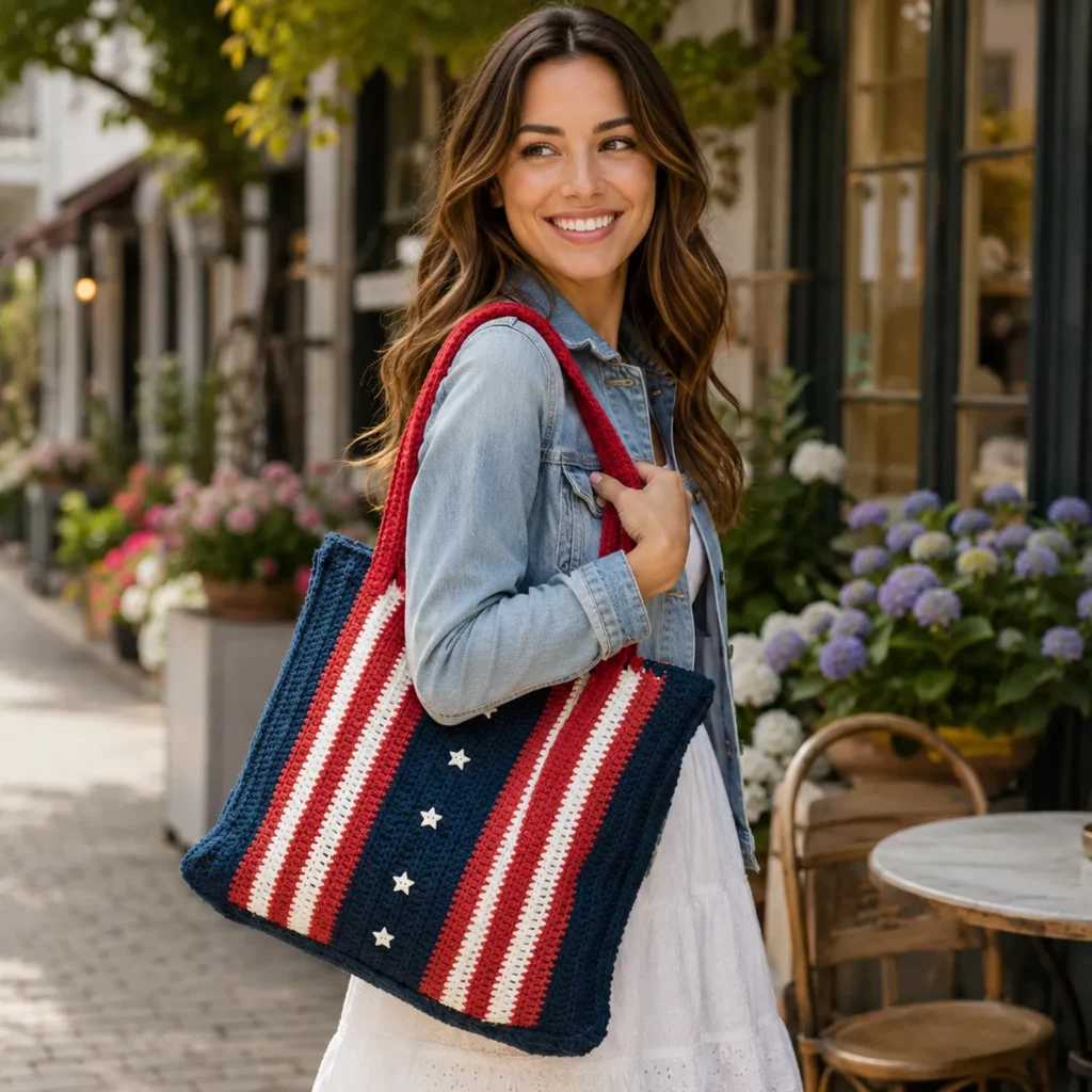 Patriotic Crochet Tote Bag Pattern – A Stylish and Spacious DIY Bag for Summer Adventures (photo 3)
