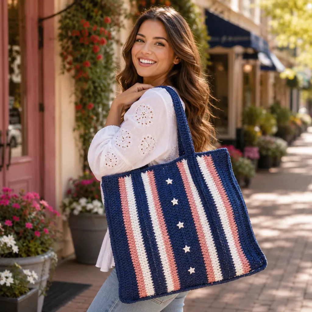 Patriotic Crochet Tote Bag Pattern – A Stylish and Spacious DIY Bag for Summer Adventures (photo 1)